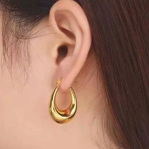 Gold Oval Hoop Earrings 18K Plated